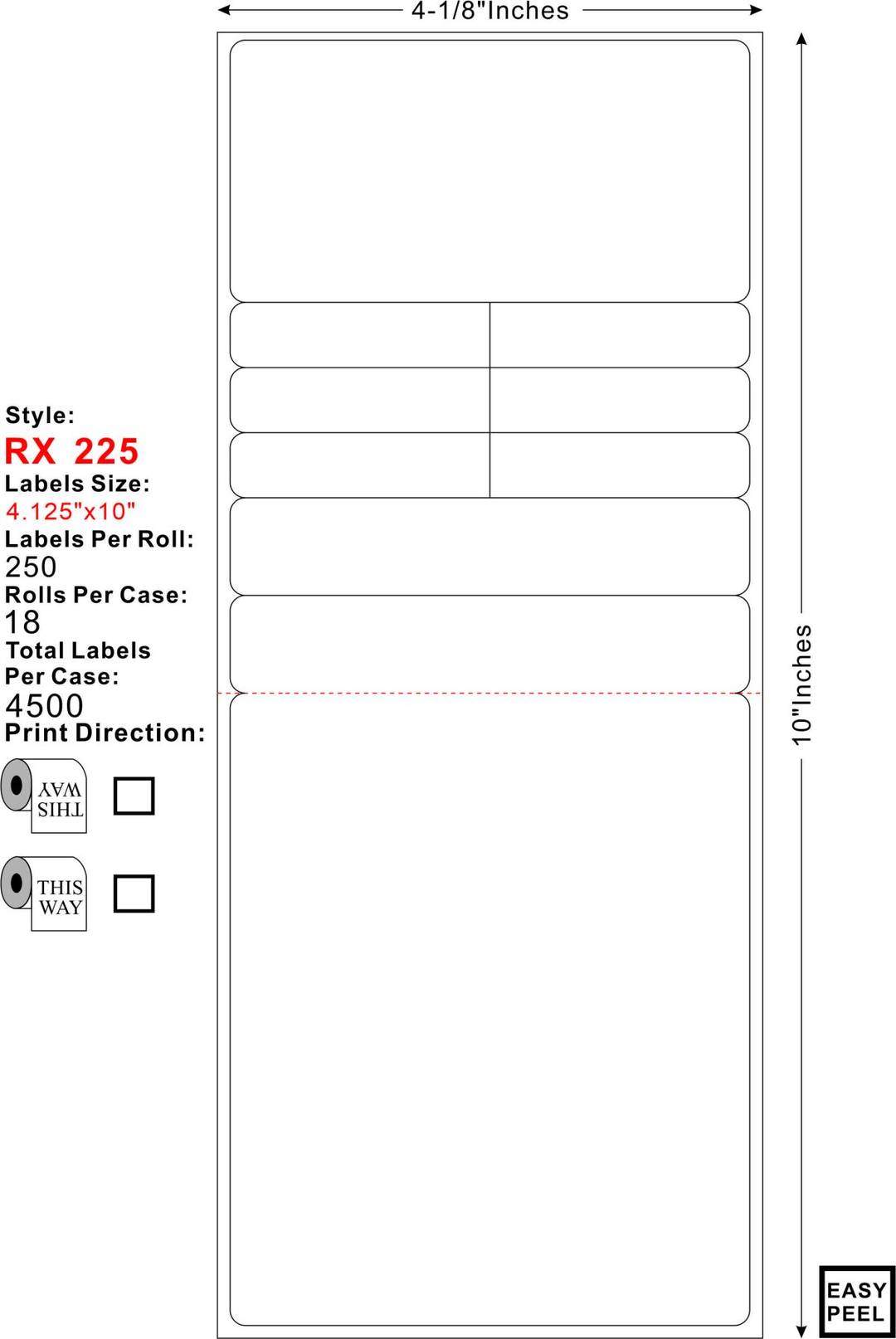 RX-225 Standard Prescription Label 4,500 labels/case - Medicolor