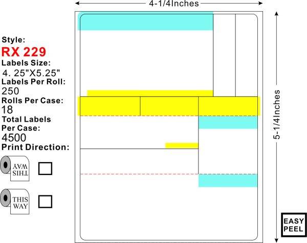 RX-229 Standard Prescription Label 4,500 labels/case
