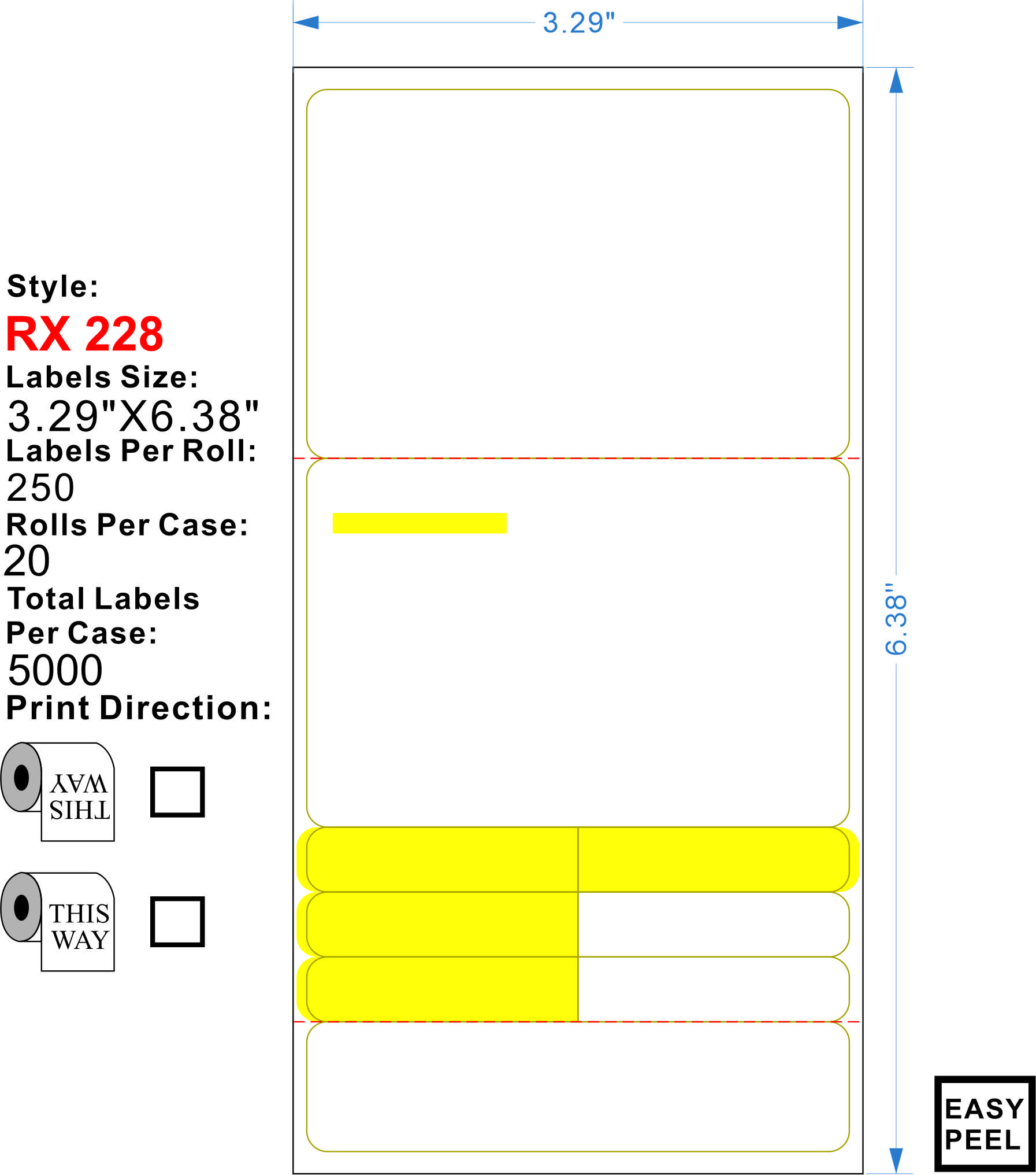 RX-228 Standard Prescription Label 4,500 labels/case - Medicolor